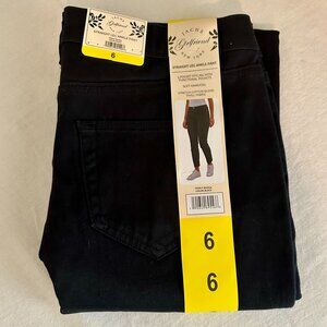 New JACHS Girlfriend Women's Cotton Blend Ankle Pant Size 6 Black Straight Leg